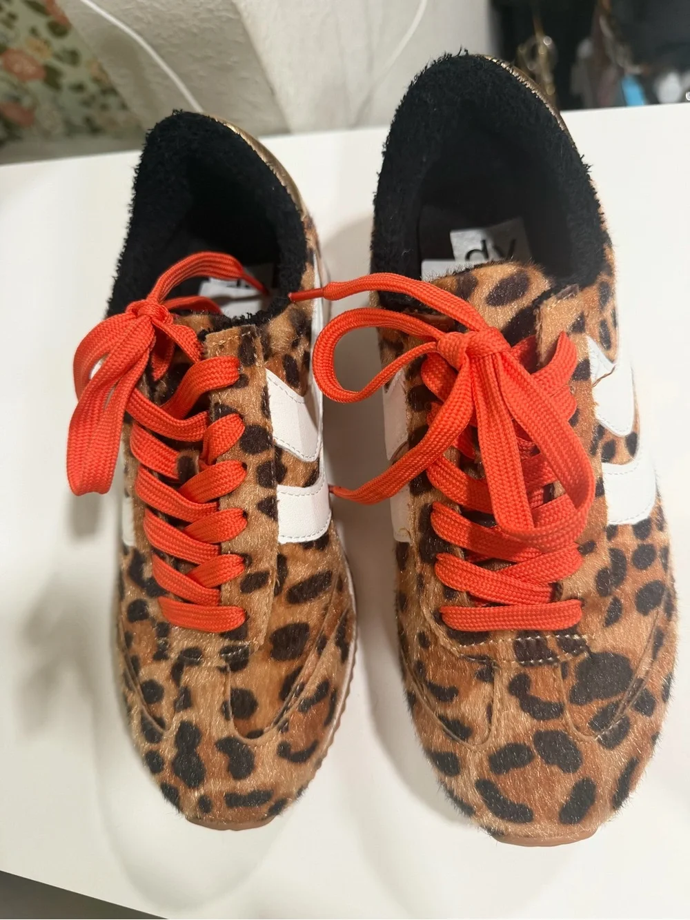 DV by Dolce Vita Leopard Print Sneakers with Orange Laces
